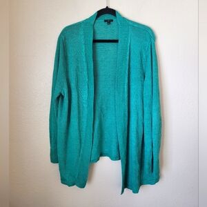 Talbots Linen Open Cardigan Green 2X